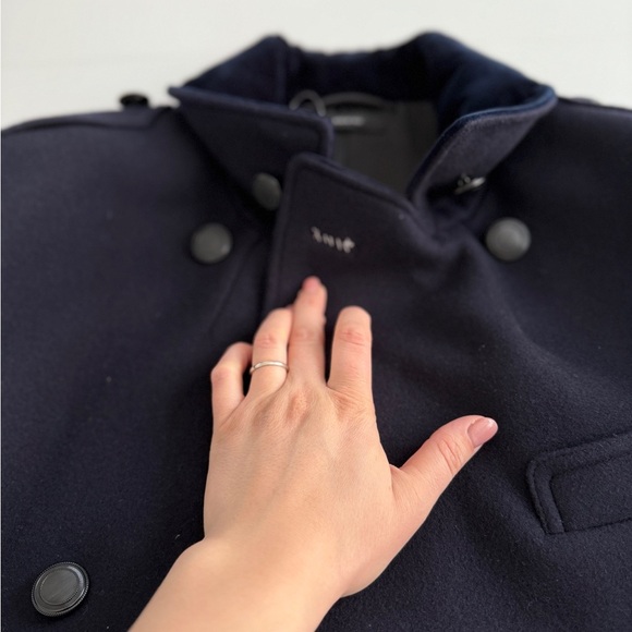 Tom Ford Mens Wool Felt Officer Pea Coat Jacket Navy IT 52 US 42 L Velour Collar - Picture 9 of 16